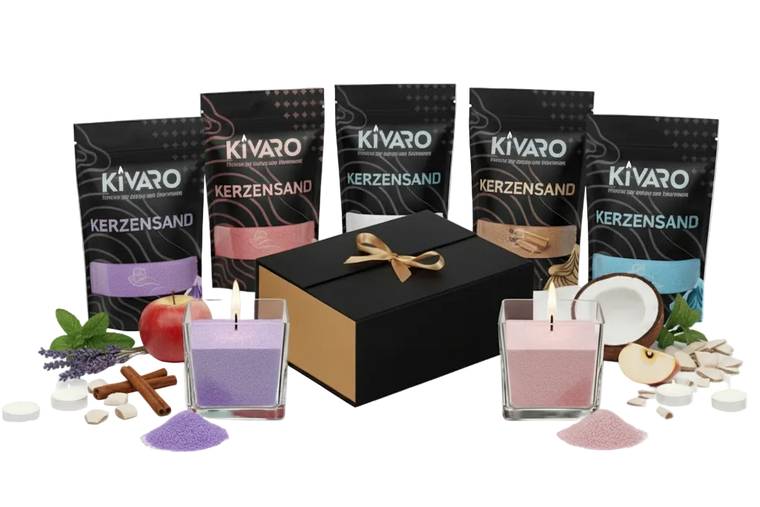 Candle Sand Gift Box – 5 Scents of Your Choice with 2 Glasses